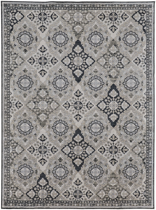 Macklaine Transitional/Farmhouse/Cottage Geometric/Trellis & Lattice/Bordered Gray/Black - Feizy Rug