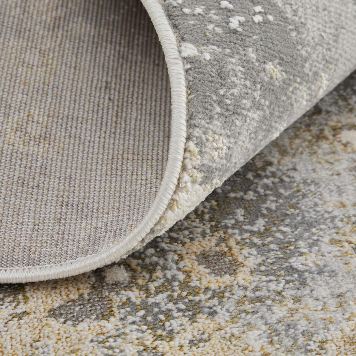 Astra Transitional/Industrial/Casual Abstract/Watercolor Gray/Gold/Ivory - Feizy Rug
