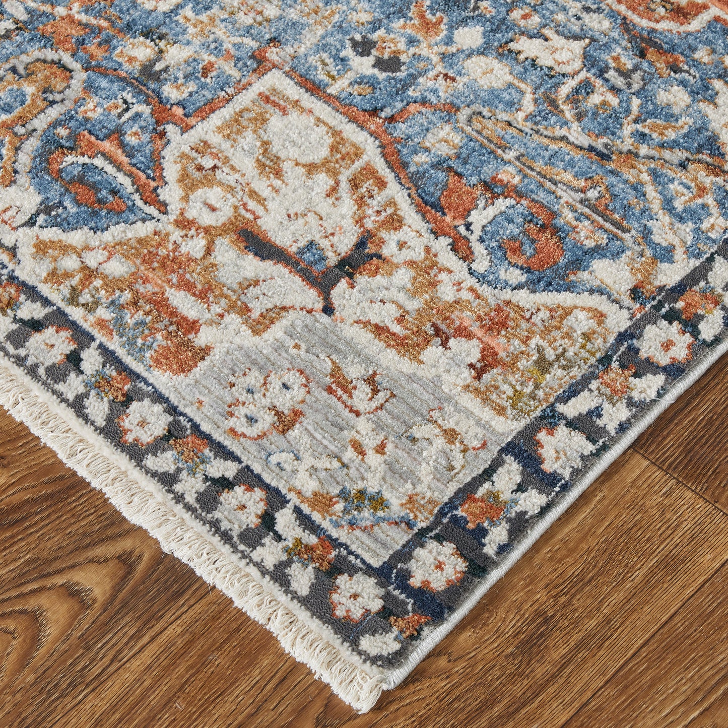 Kaia Transitional/Bohemian & Eclectic/Vintage Orange/Ivory/Blue Area Rug  Feizy Rugs LTL,Feizy Rugs,Kaia,Orange/Ivory/Blue,12' x 15',Area Rug,Polypropylene/Viscose/Polyester,Transitional/Bohemian & Eclectic/Vintage,Turkey