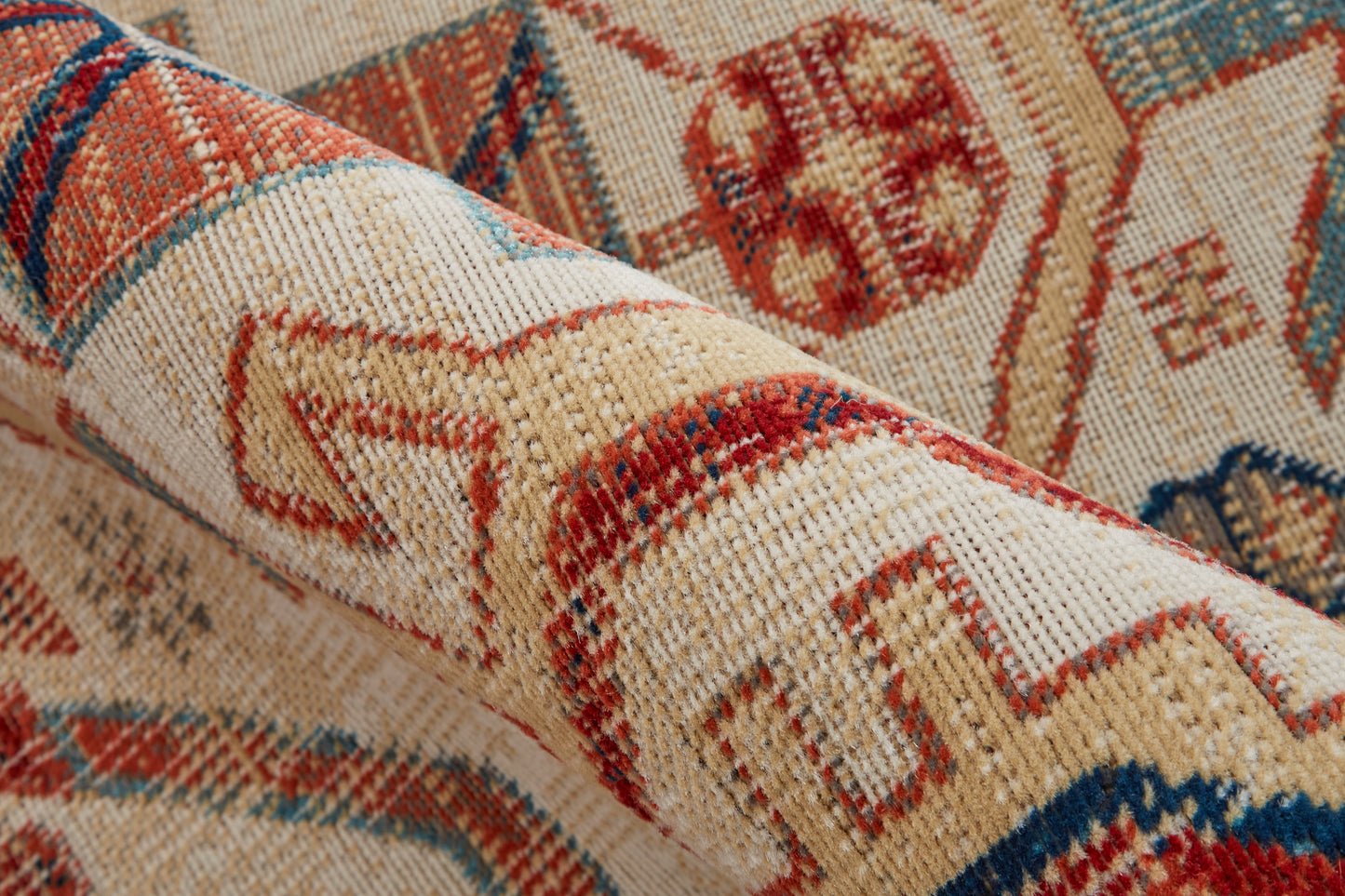 Nolan Transitional/Southwestern/Bohemian & Eclectic Southwestern/Diamond/Moroccan Ivory/Red/Tan - Feizy Rug