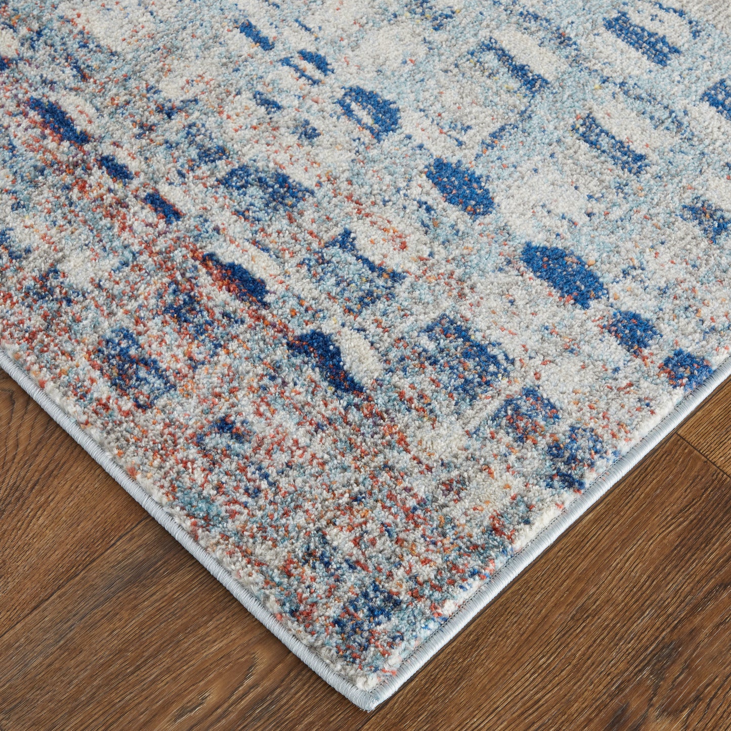 Edgemont Modern/Casual Abstract/Geometric Blue/Ivory/Orange - Feizy Rug