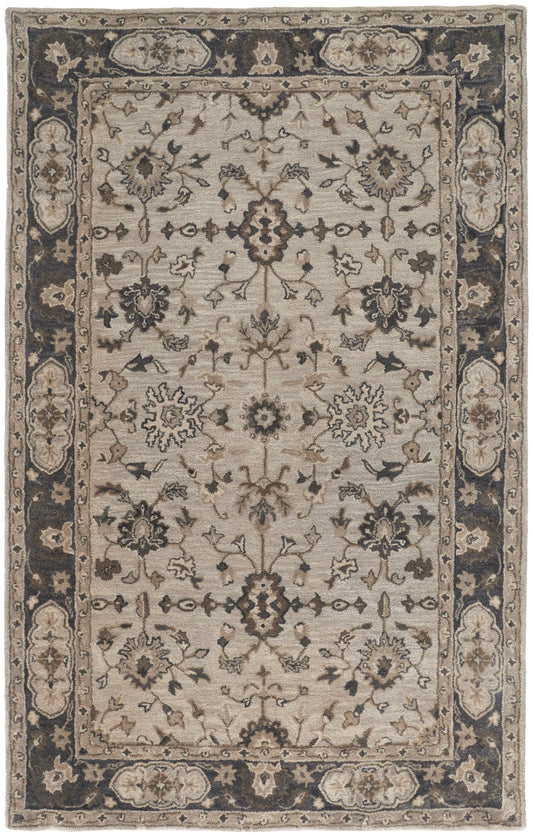 Eaton Traditional/Classic/Persian Oriental/Persian/Bordered Gray/Ivory/Taupe - Feizy Rug