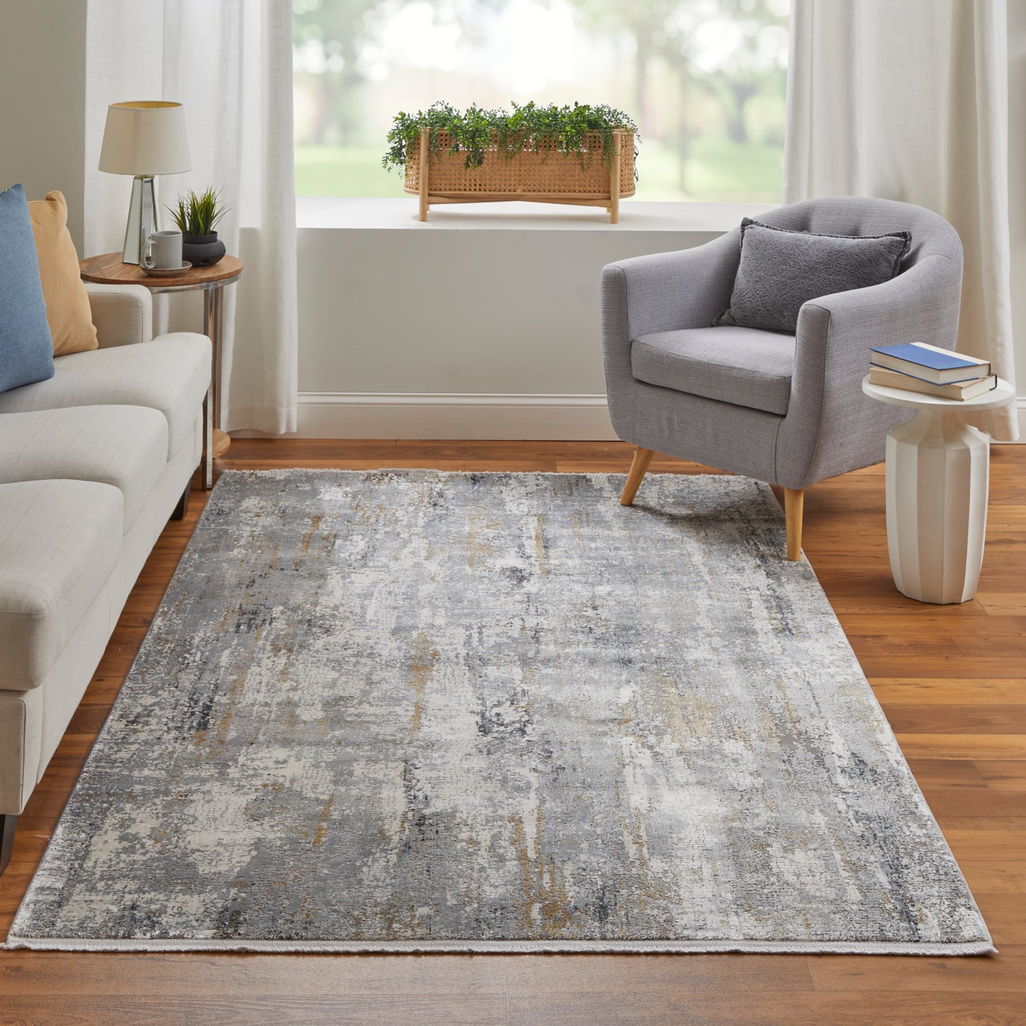 Cadiz Modern/Casual/Industrial Ivory/Gray/Gold Runner  Feizy Rugs Small Parcel,Feizy Rugs,Cadiz,Ivory/Gray/Gold,3'1" x 10',Runner,Viscose/Acrylic,Modern/Casual/Industrial,Turkey