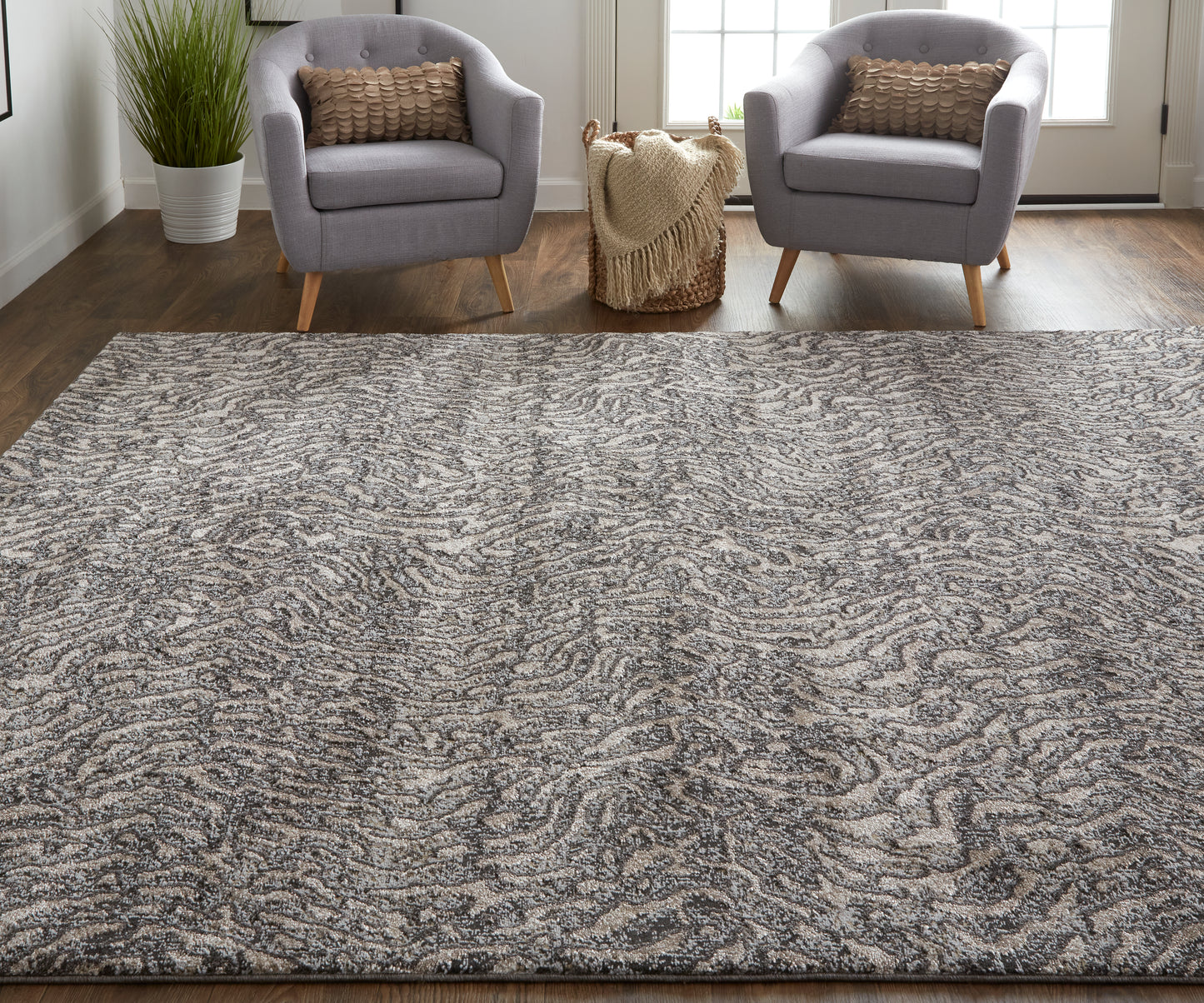 Vancouver Modern/Bohemian & Eclectic Gray/Taupe/Ivory Area Rug
