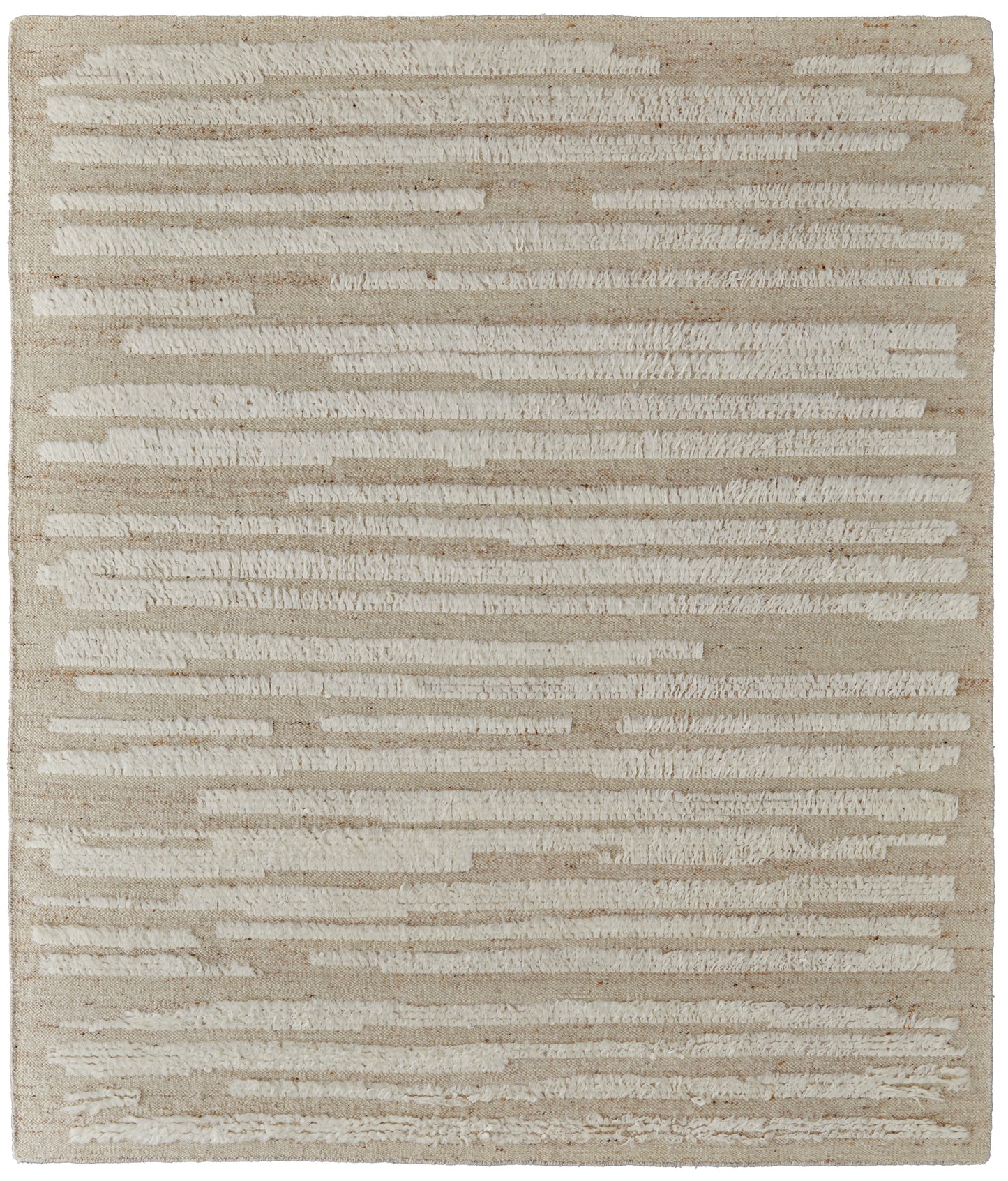 Ashby Transitional/Scandinavian/Casual Stripes/Solid White/Tan - Feizy Rug