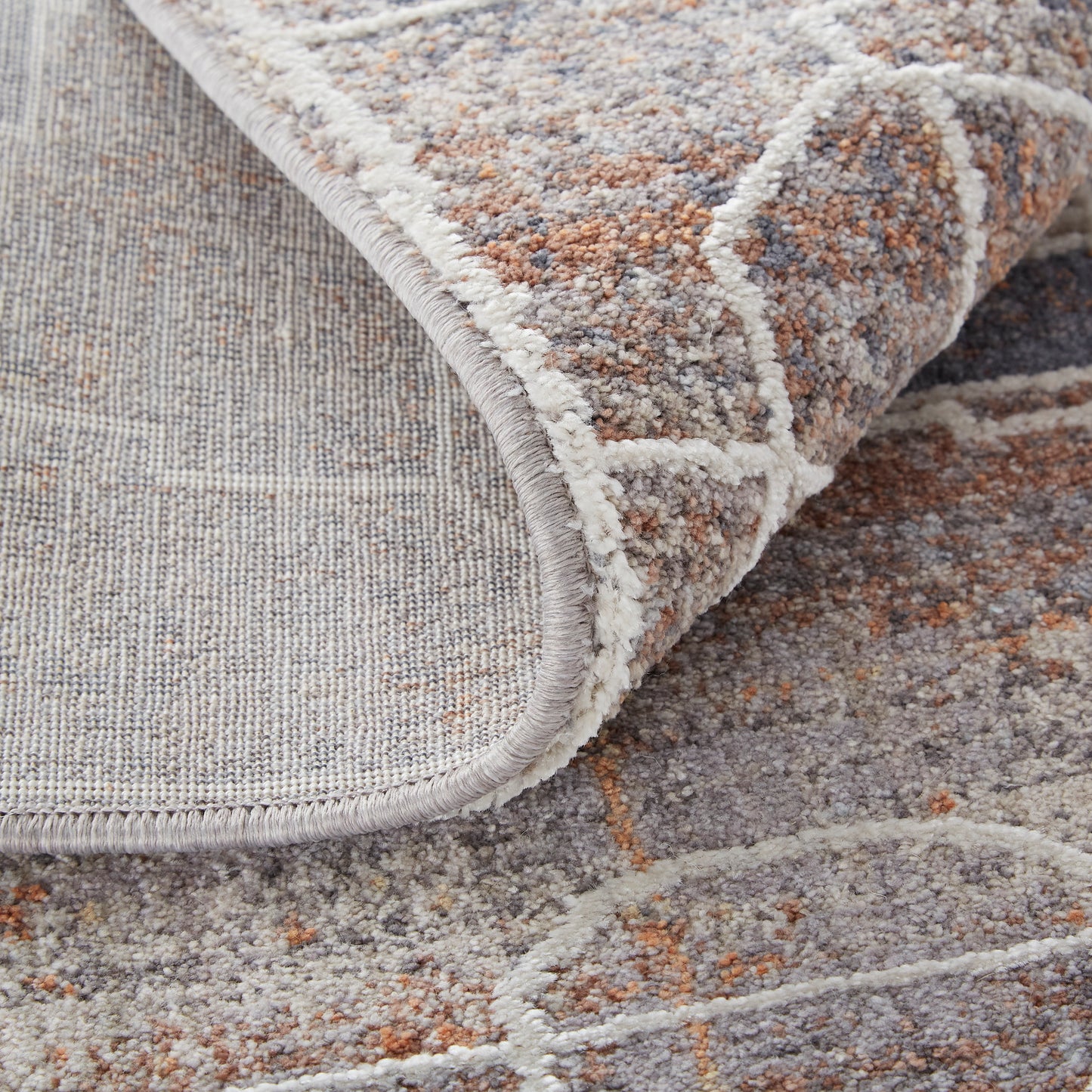 Francisco Transitional/Southwestern/Moroccan Abstract/Geometric Blue/Gray/Orange - Feizy Rug