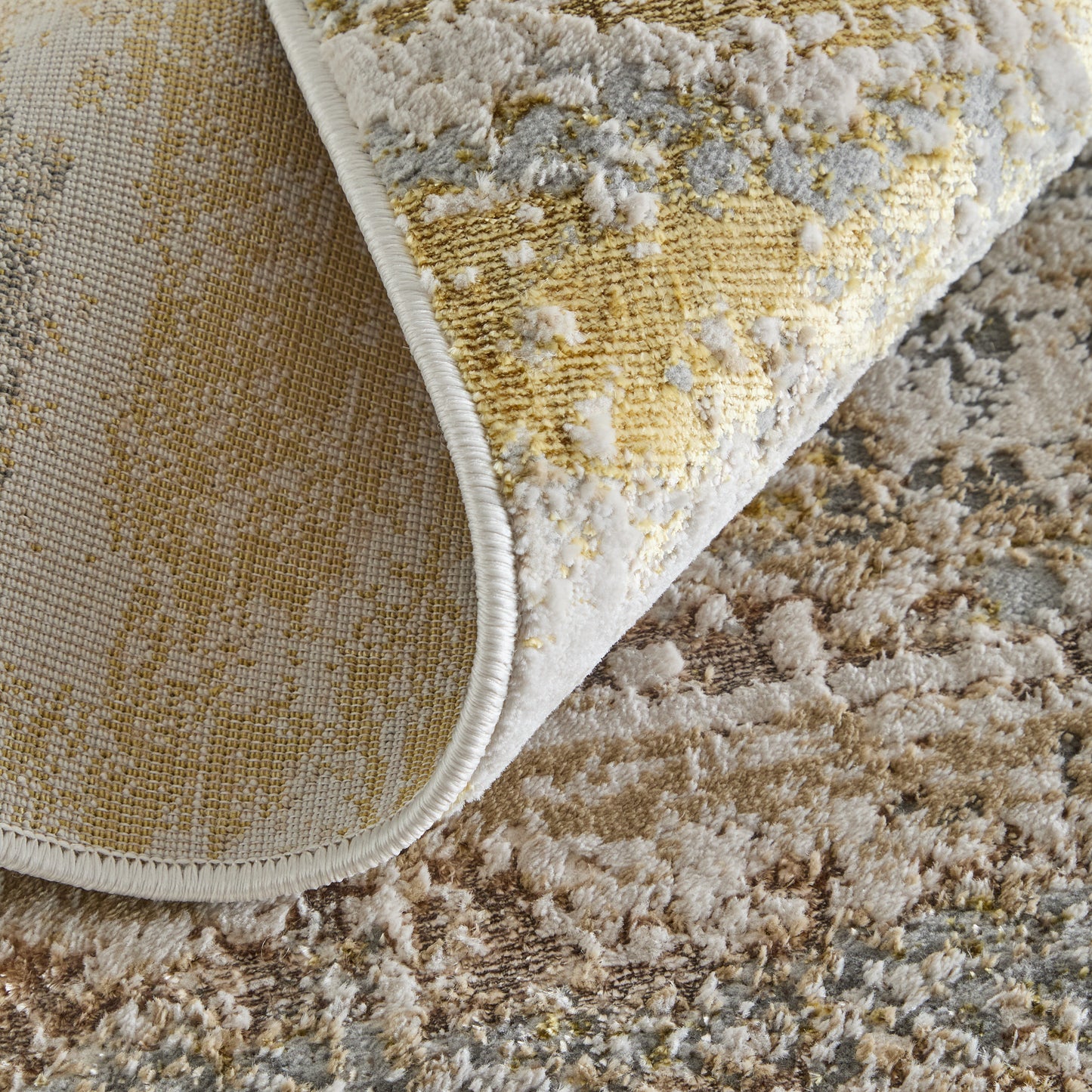 Aura Modern/Industrial Abstract/Gradient & Ombre Gold/Gray/Ivory - Feizy Rug