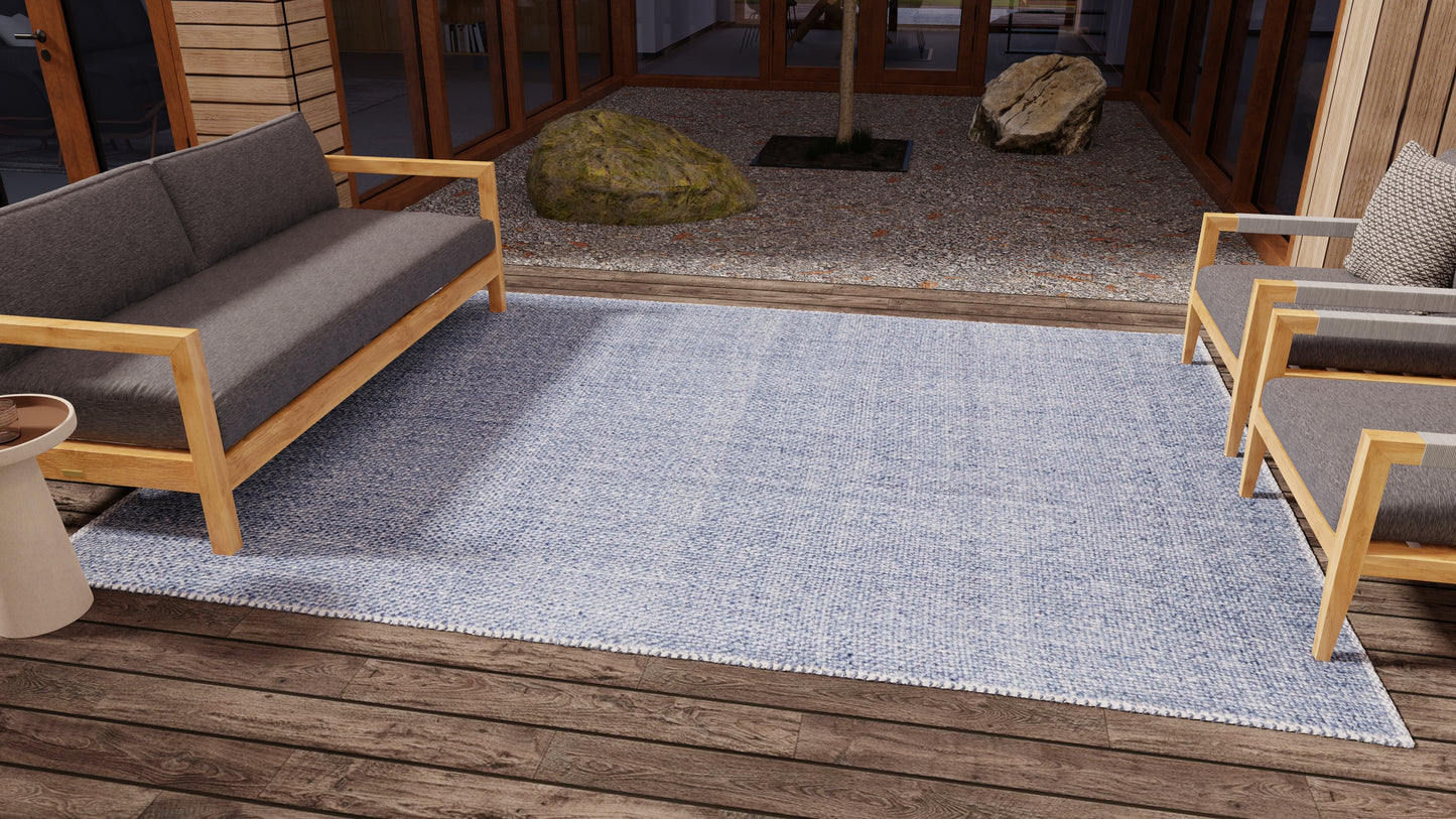 Naples Transitional/Casual/Nautical & Coastal Solid/Stripes Blue - Feizy Rug