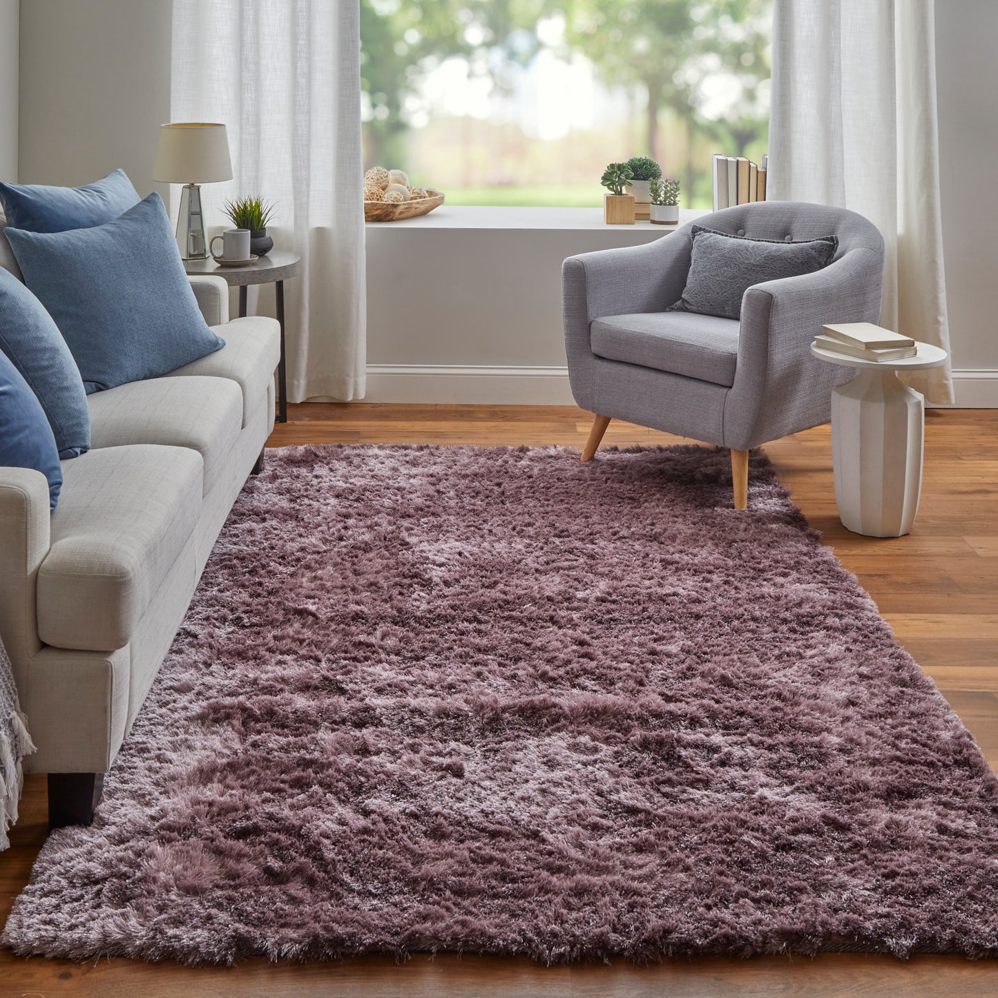 Indochine Modern/Luxury & Glam/Casual Solid Purple/Pink - Feizy Rug