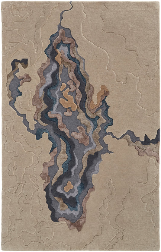 Serrano Transitional/Industrial/Casual Abstract/Watercolor Tan/Brown/Blue - Feizy Rug