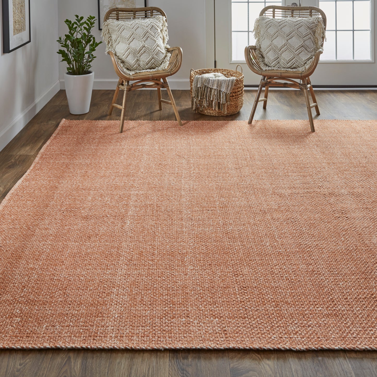 Naples Transitional/Casual/Nautical & Coastal Solid/Stripes Orange - Feizy Rug