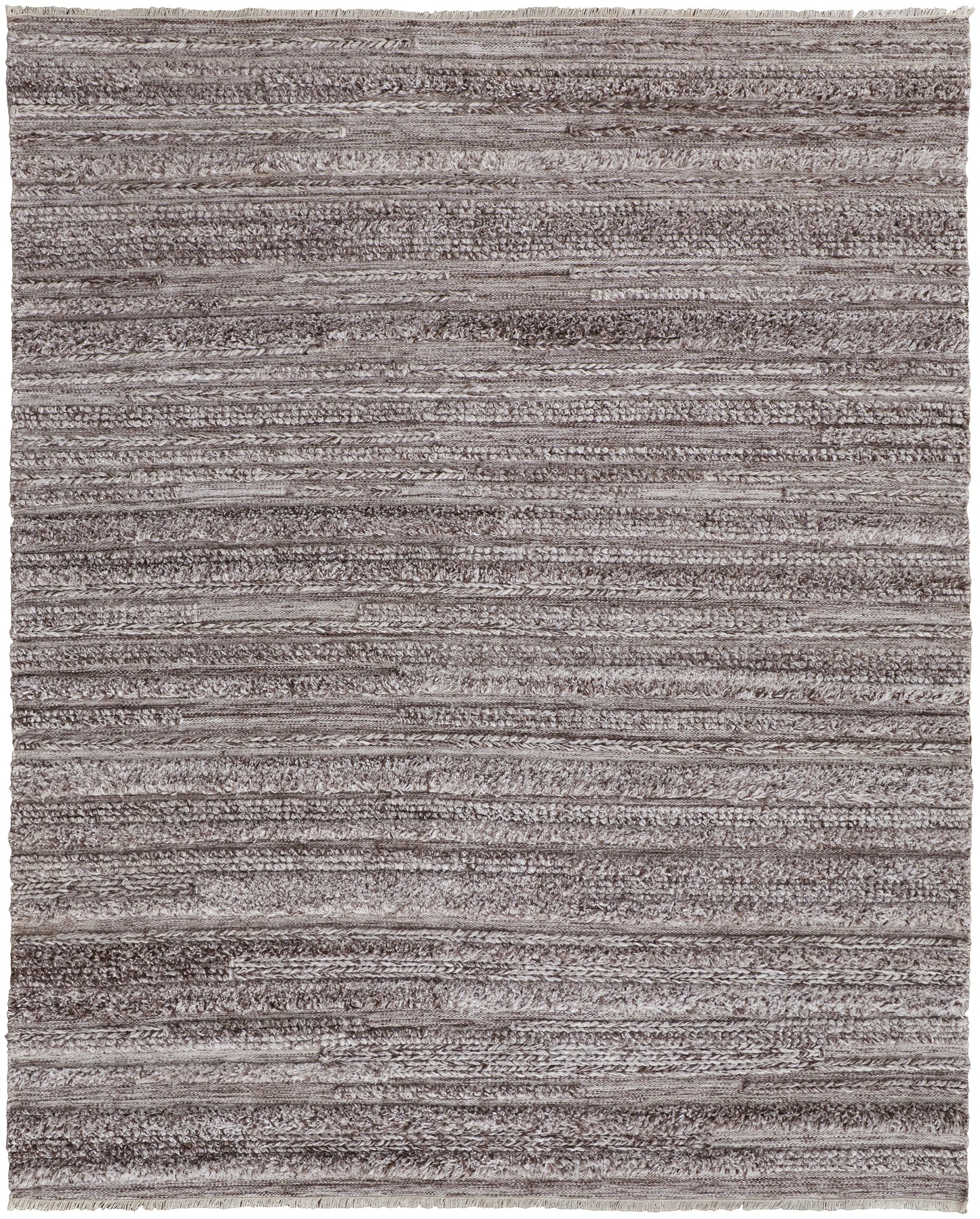 Alden Transitional/Casual/Scandinavian Stripes/Solid Taupe/Brown/Ivory - Feizy Rug