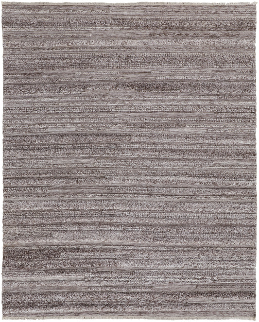 Alden Transitional/Casual/Scandinavian Stripes/Solid Taupe/Brown/Ivory - Feizy Rug