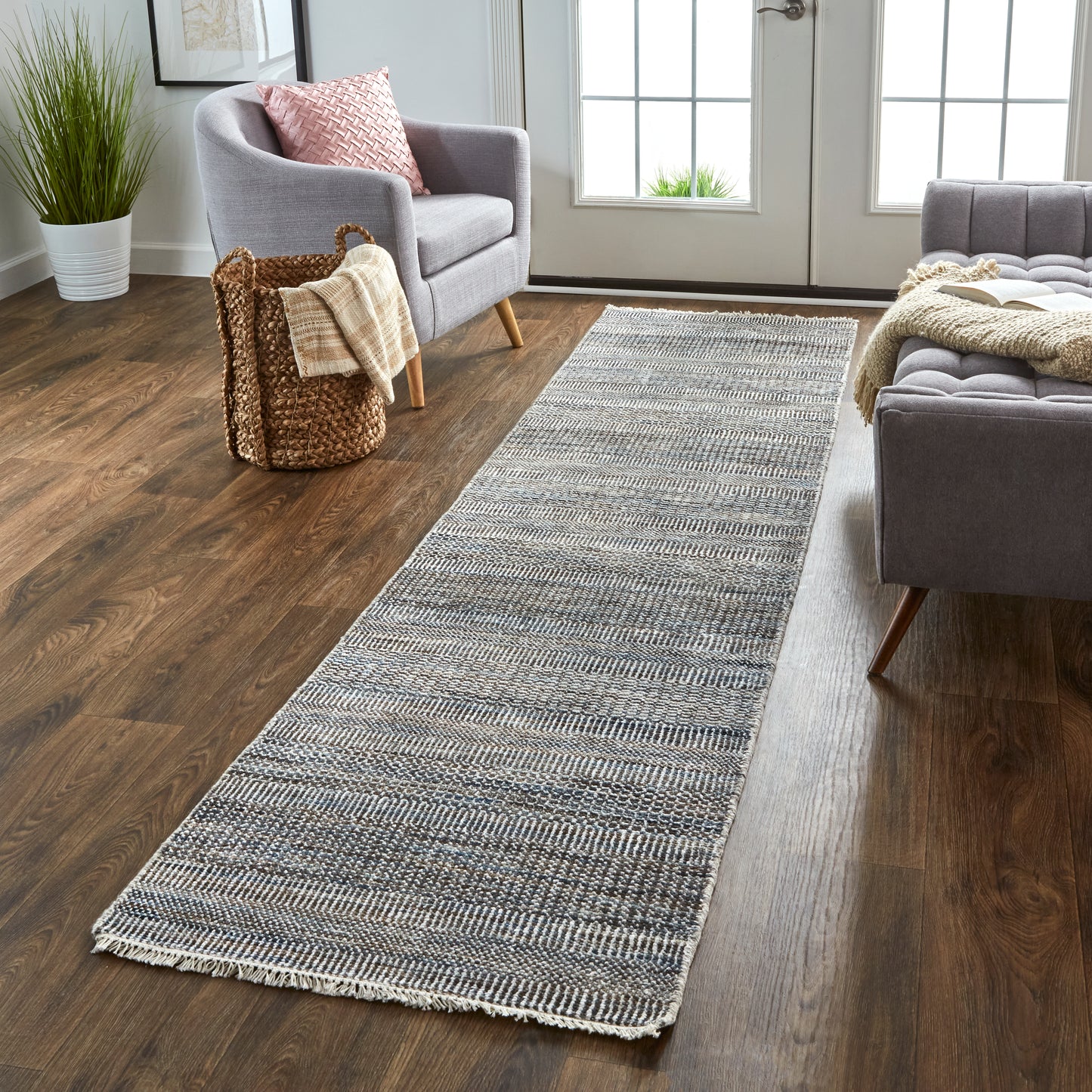 Janson Transitional/Casual/Farmhouse Stripes/Solid Gray - Feizy Rug