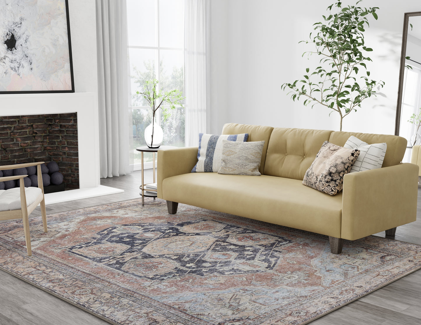 Percy Transitional/Bohemian & Eclectic/Classic Medallion/Distressed/Persian Orange/Brown/Taupe - Feizy Rug