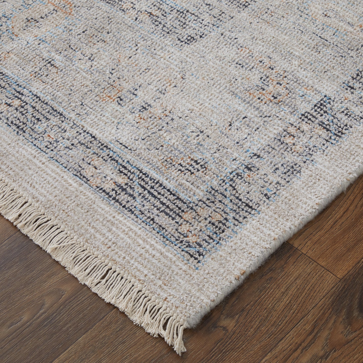 Caldwell Transitional/Bohemian & Eclectic/Global Ivory/Blue/Orange Area Rug