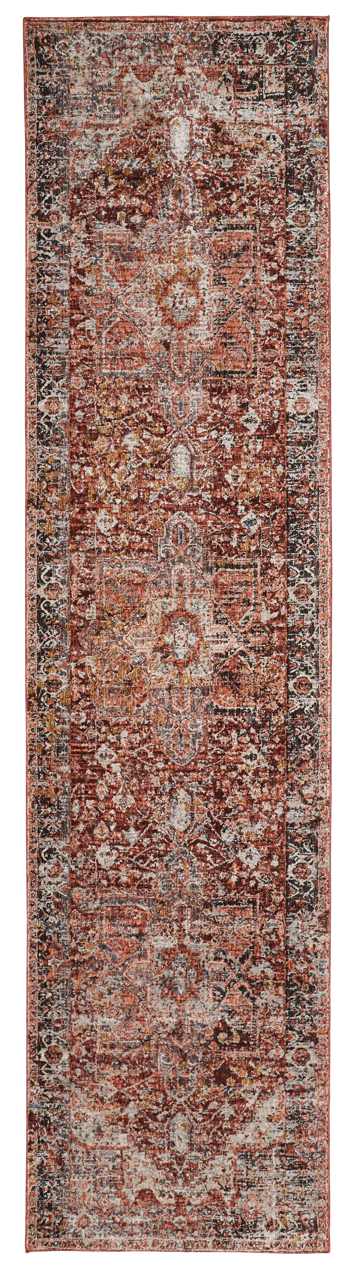 Caprio Transitional/Bohemian & Eclectic/Global Medallion/Oriental/Bordered Red/Ivory/Black - Feizy Rug