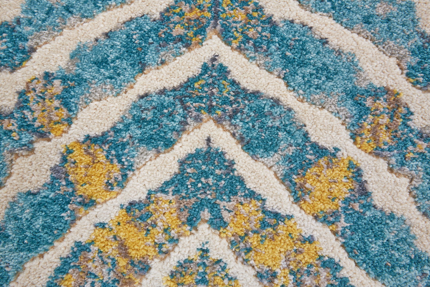 Keats Transitional/Casual Abstract/Geometric Blue/Ivory/Yellow - Feizy Rug