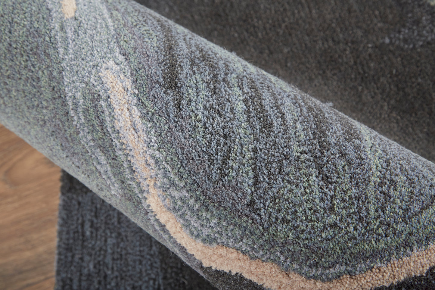 Amira Transitional/Industrial/Casual Abstract/Watercolor Green/Blue/Black - Feizy Rug