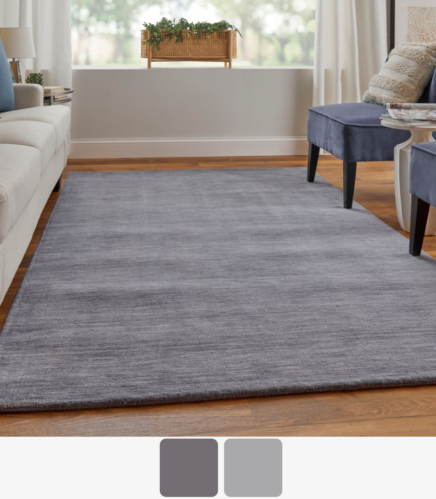 Luna Modern/Casual Gray/Blue Area Rug