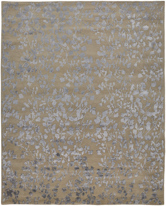 Bella Transitional/Casual Floral & Botanical Tan/Silver/Gray - Feizy Rug
