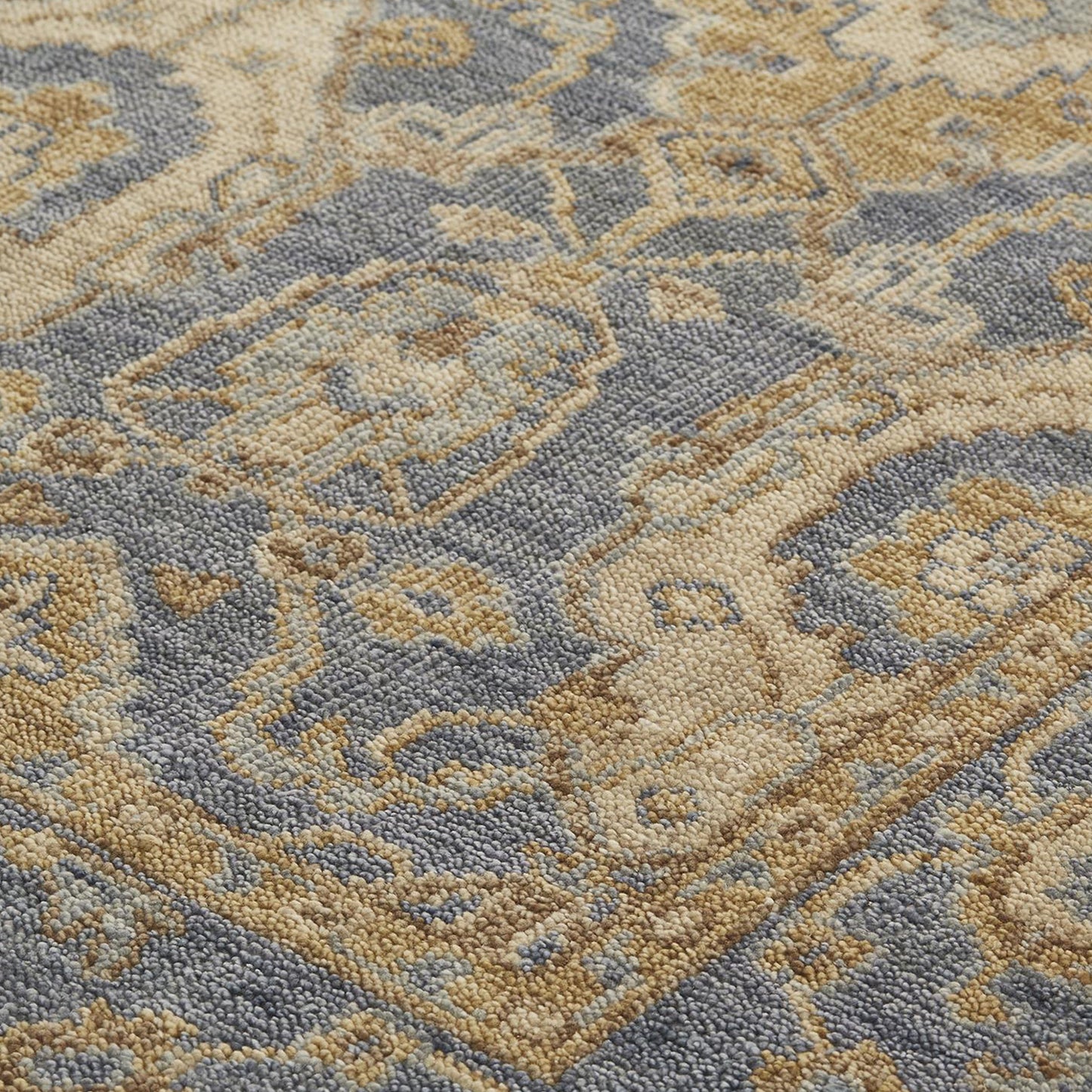 Carrington Traditional/Vintage/Classic Oriental/Bordered Blue/Gold/Tan - Feizy Rug
