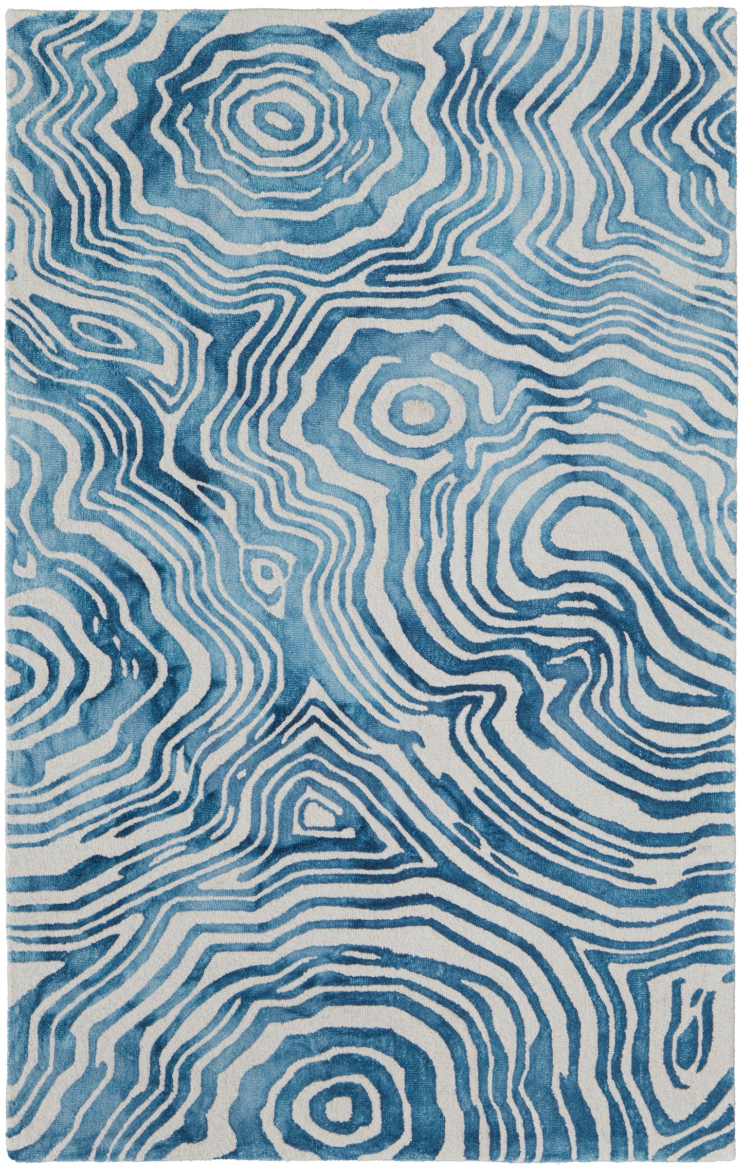 Lorrain Modern/Bohemian & Eclectic/Casual Abstract/Watercolor/Distressed Blue/Ivory - Feizy Rug