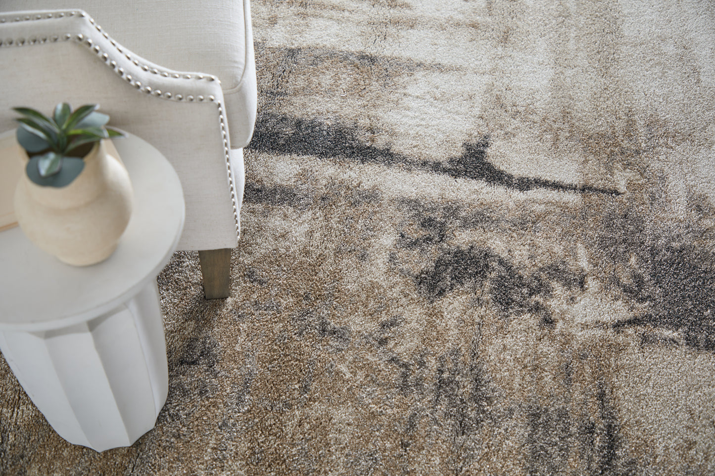 Richmond Modern/Industrial Abstract/Distressed Tan/Gray - Feizy Rug