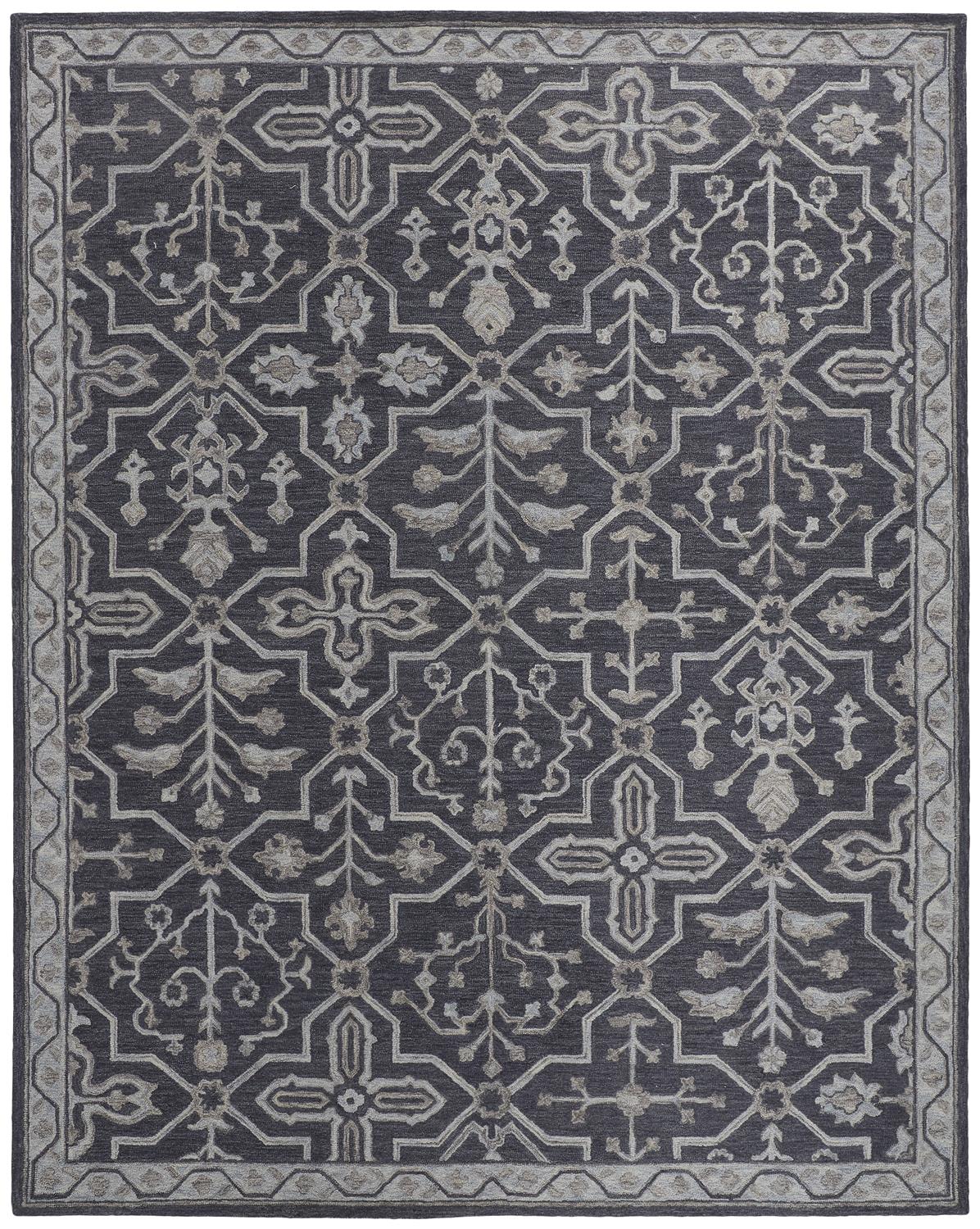 Fallon Traditional/Classic Oriental/Geometric/Floral & Botanical Blue/Gray - Feizy Rug