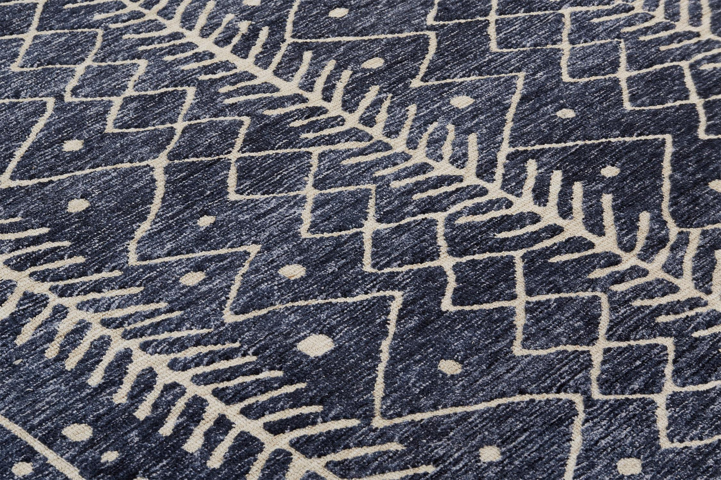 Colton Modern/Moroccan/Bohemian & Eclectic Geometric/Stripes Blue/Ivory - Feizy Rug
