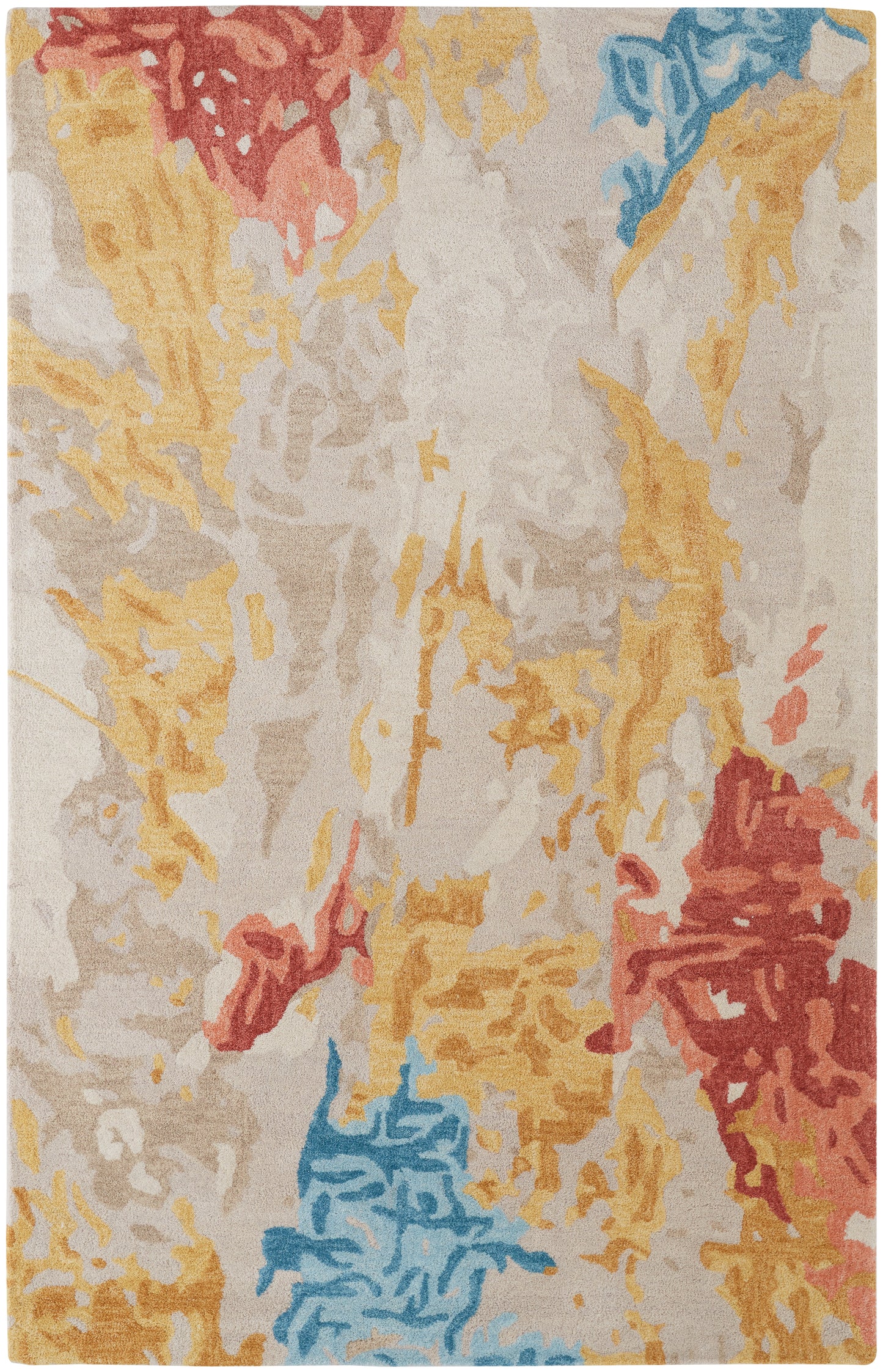 Everley Modern/Casual Abstract/Watercolor Ivory/Yellow/Blue - Feizy Rug