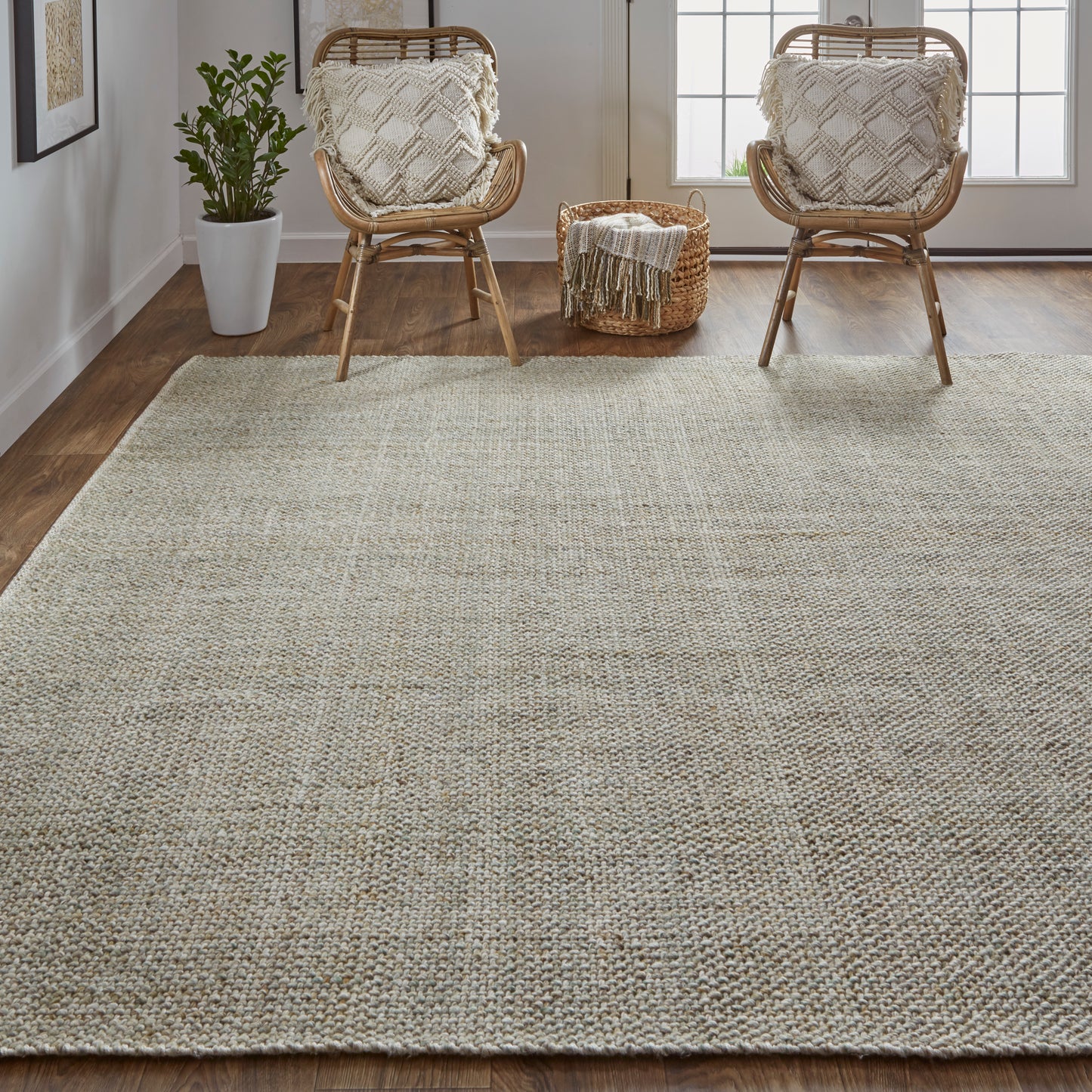 Naples Transitional/Casual/Nautical & Coastal Solid/Stripes Green/Tan - Feizy Rug