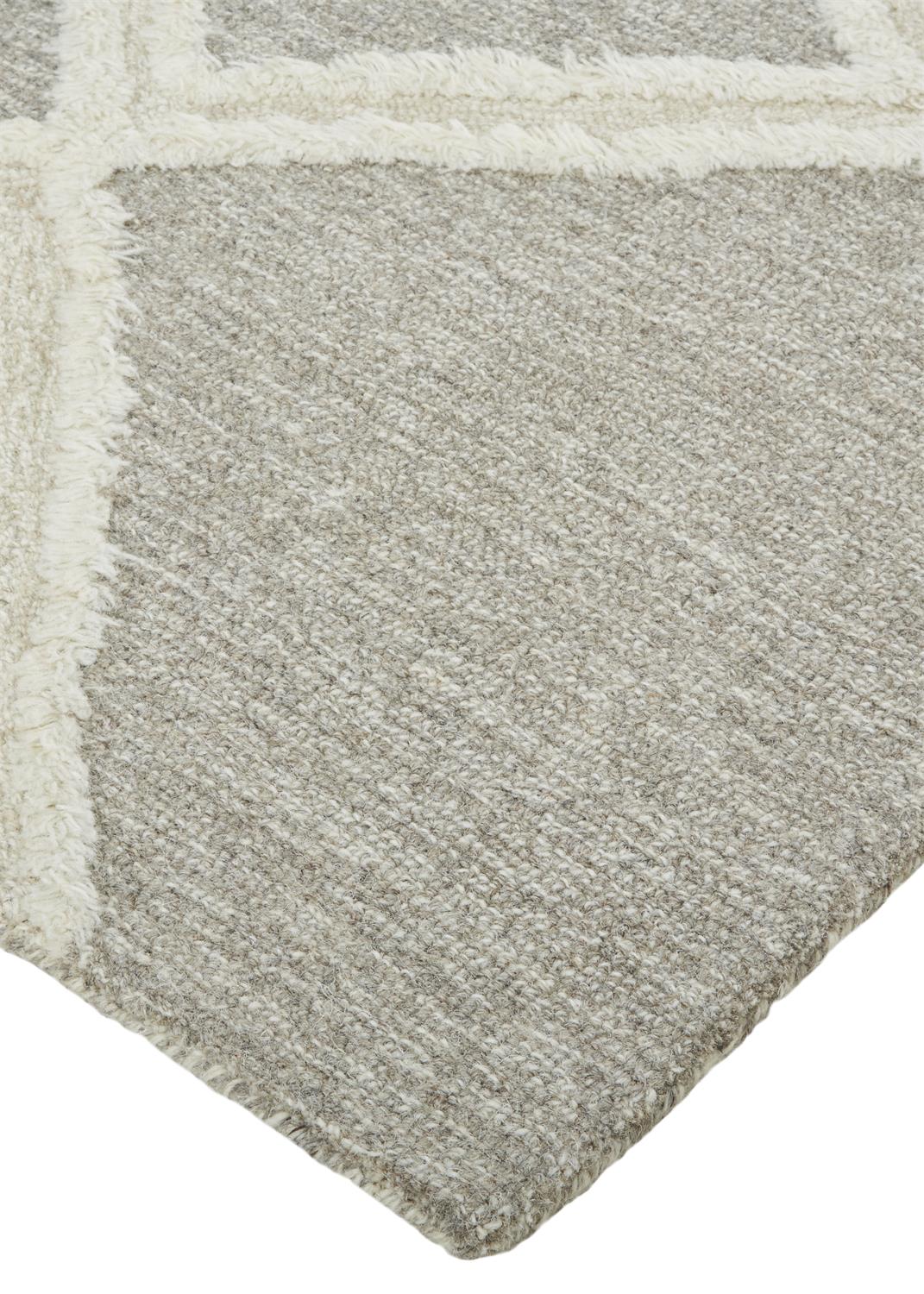 Anica Transitional/Bohemian & Eclectic/Natural Geometric/Diamond/Moroccan Gray/Ivory - Feizy Rug