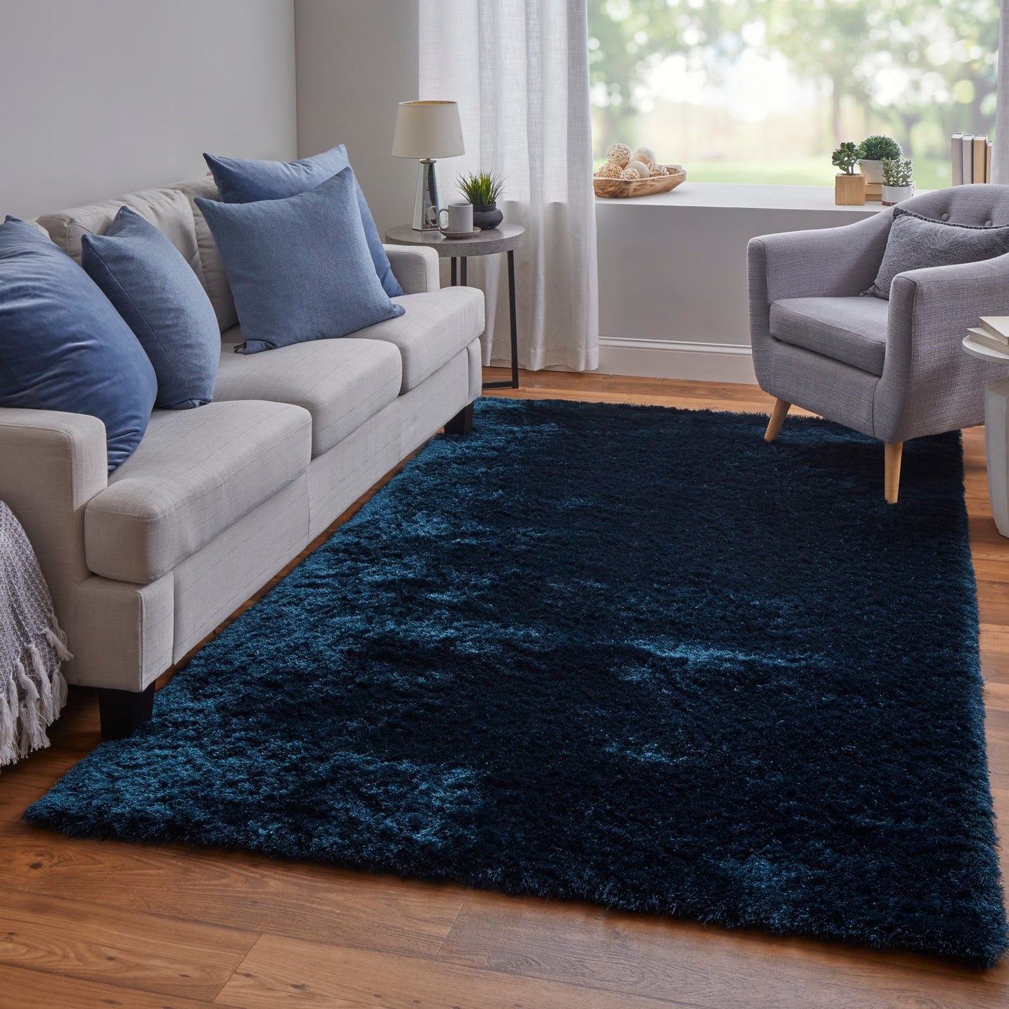 Indochine Modern/Luxury & Glam/Casual Solid Green/Blue - Feizy Rug