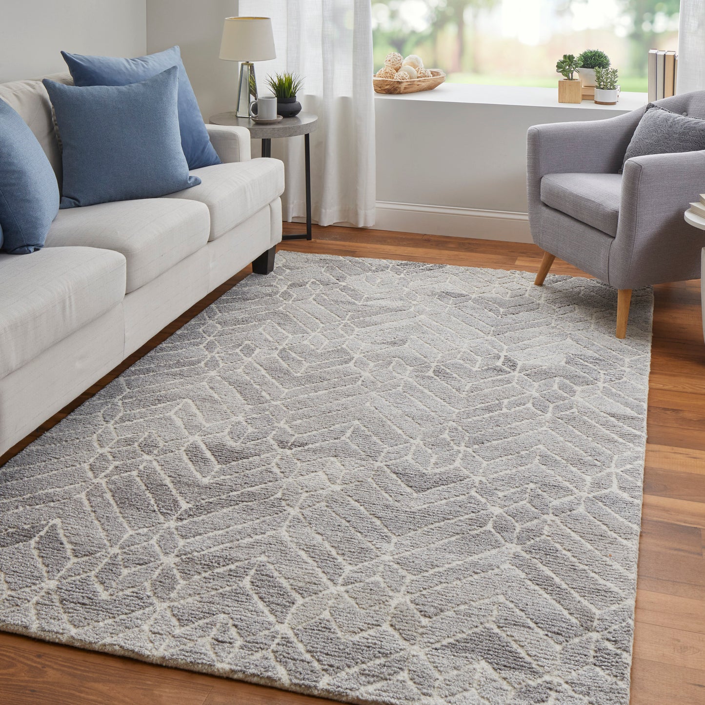 Asher Transitional/Industrial/Casual Geometric/Herringbone/Chevron Taupe/Gray/Ivory - Feizy Rug