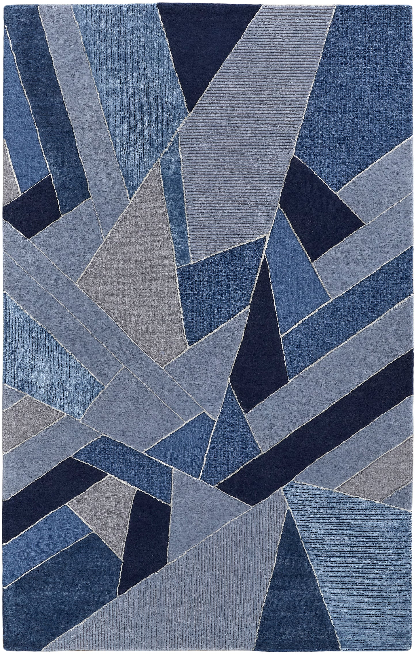 Nash Modern/Bohemian & Eclectic/Mid-Century Modern Geometric/Color Block Blue/Silver - Feizy Rug