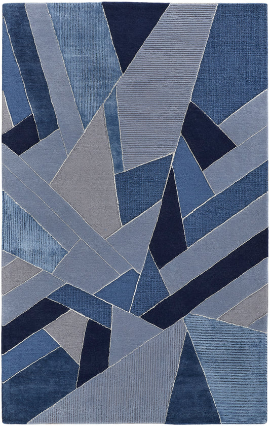 Nash Modern/Bohemian & Eclectic/Mid-Century Modern Geometric/Color Block Blue/Silver - Feizy Rug