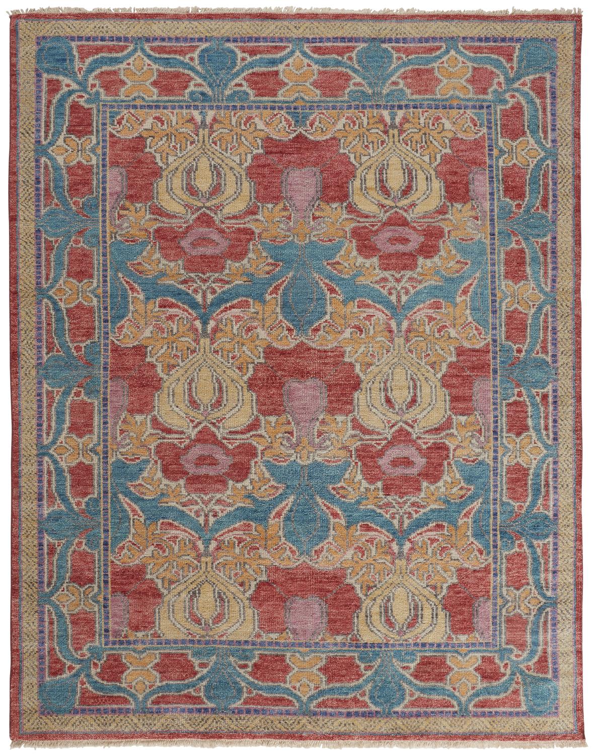 Beall Traditional/Rustic Oriental/Floral & Botanical/Bordered Blue/Red/Yellow - Feizy Rug