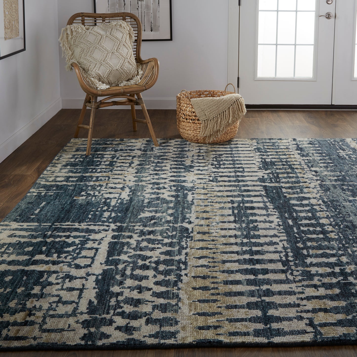 Palomar Transitional/Casual/Farmhouse Abstract/Geometric/Diamond Blue/Gray/Tan - Feizy Rug