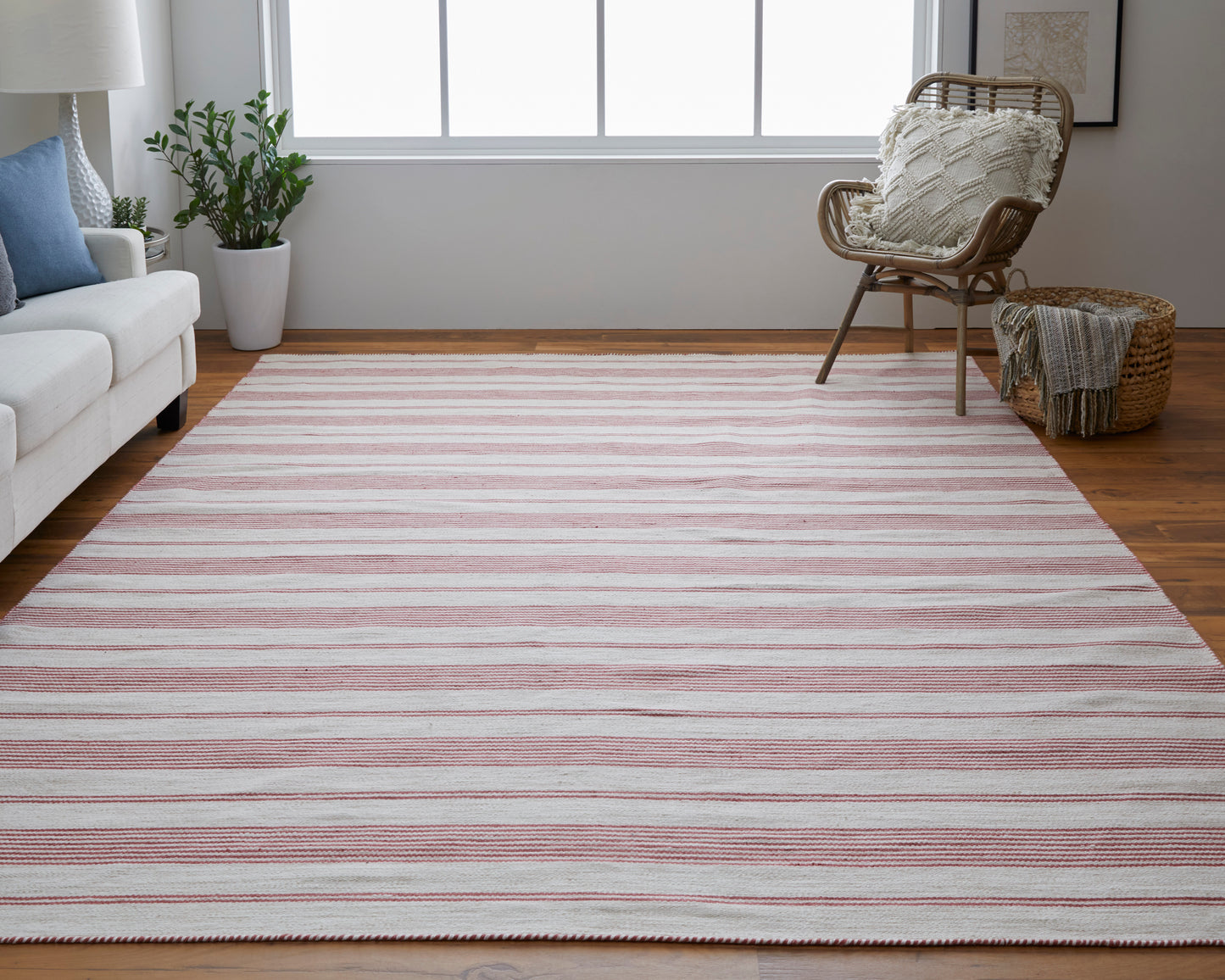 Duprine Transitional/Casual/Nautical & Coastal Stripes/Geometric Red/Ivory - Feizy Rug