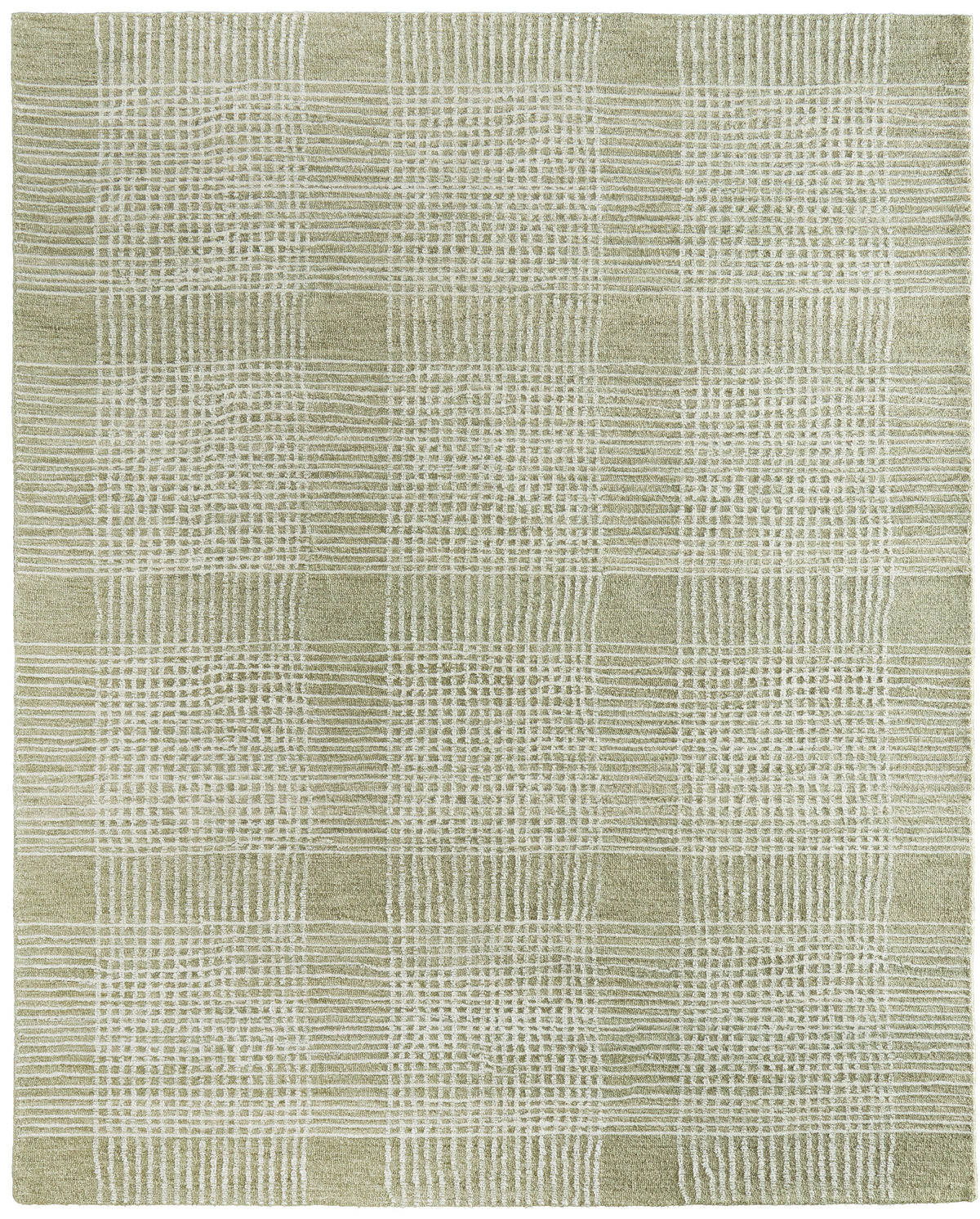 Winston Modern Plaid/Stripes Green/Ivory - Feizy Rug