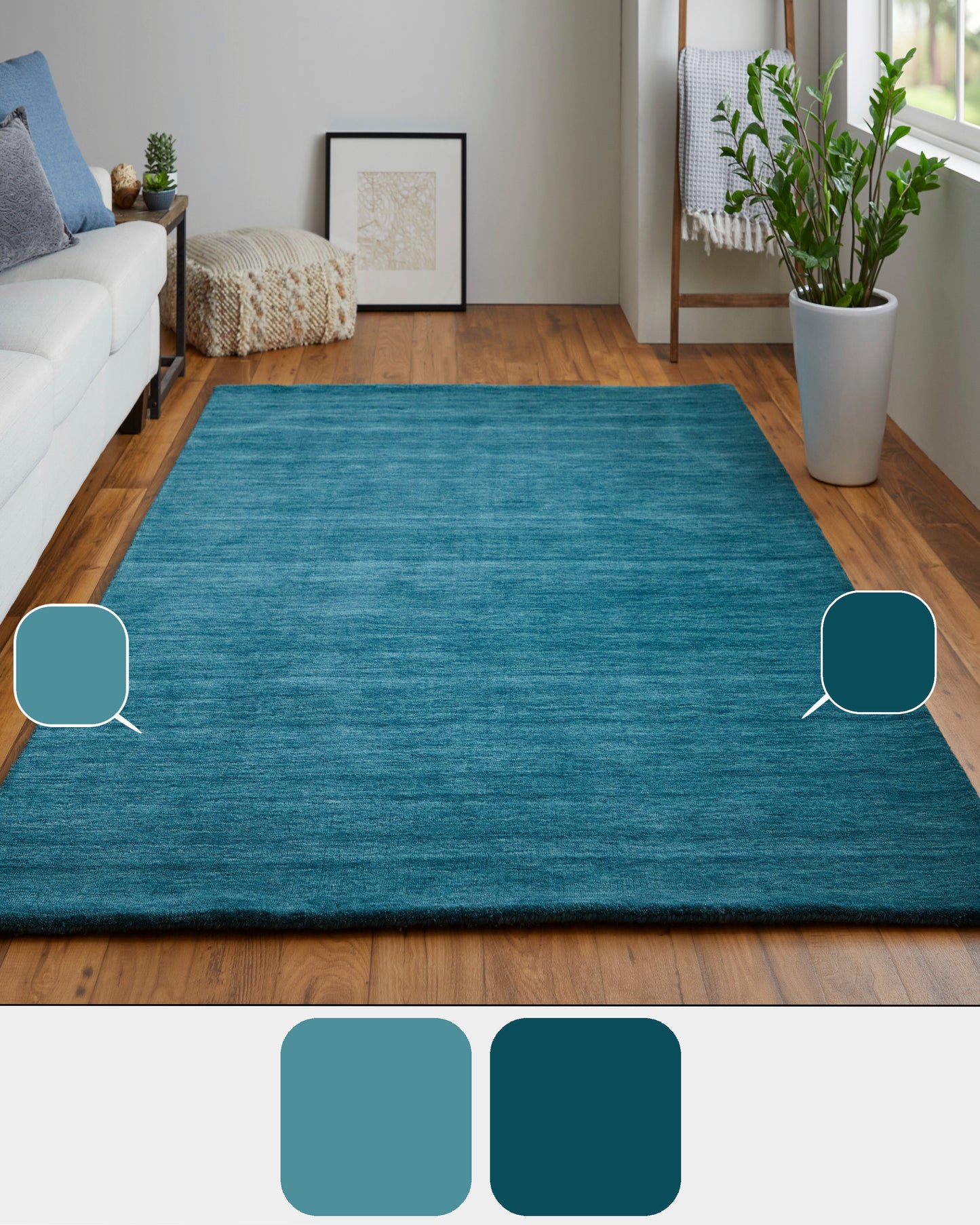 Luna Modern/Casual Blue/Green Round Rug