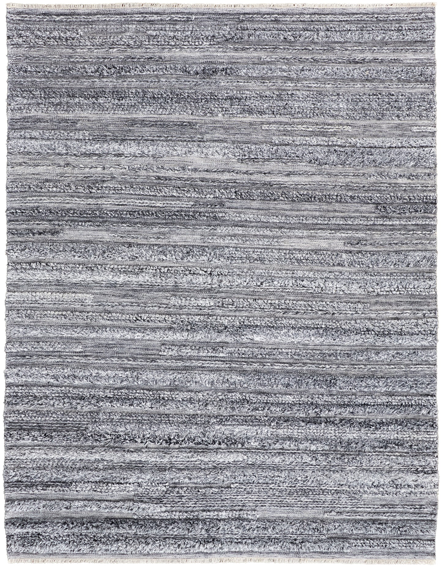 Alden Transitional/Casual/Scandinavian Stripes/Solid Gray/Ivory - Feizy Rug
