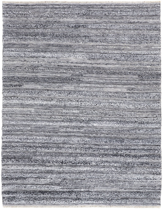 Alden Transitional/Casual/Scandinavian Stripes/Solid Gray/Ivory - Feizy Rug