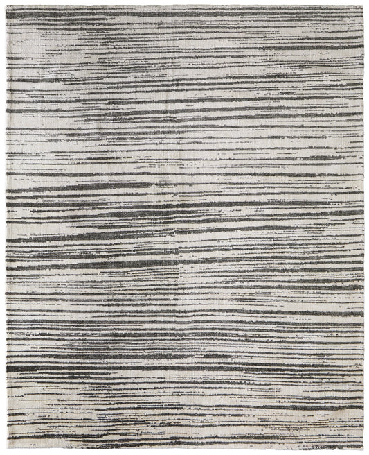 Colton Modern/Industrial Abstract/Stripes/Distressed Black/Ivory - Feizy Rug