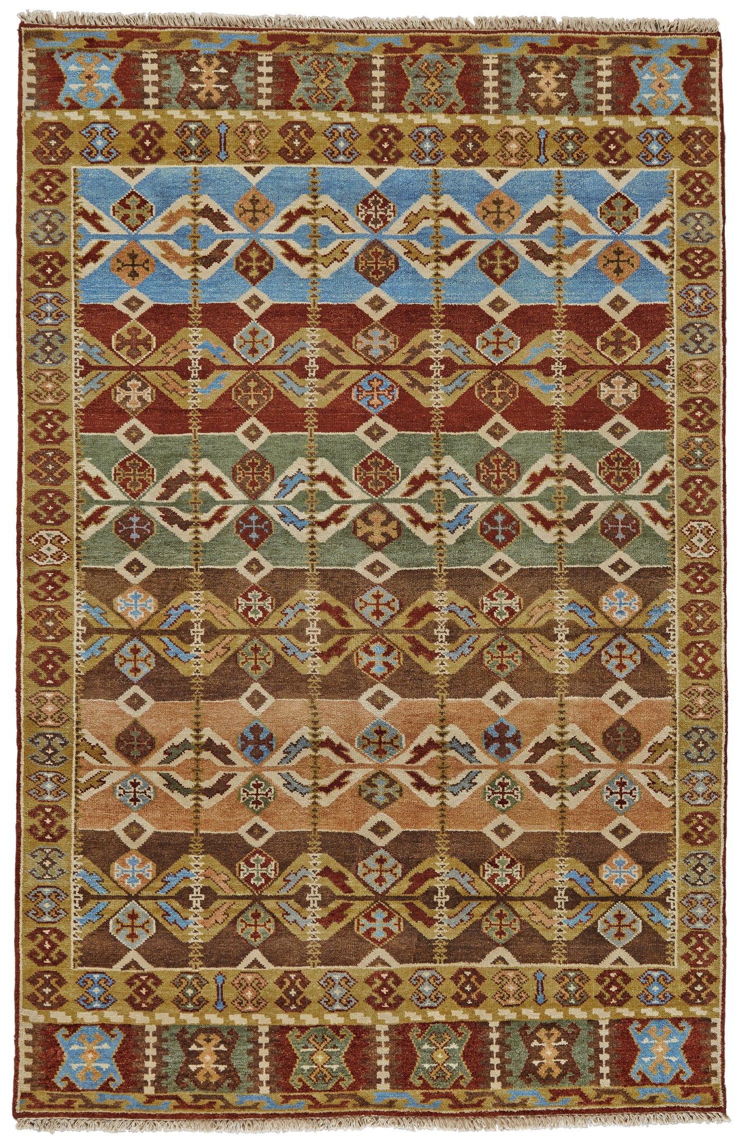 Ashi Transitional/Global/Southwestern Southwestern/Diamond Brown/Tan/Blue - Feizy Rug
