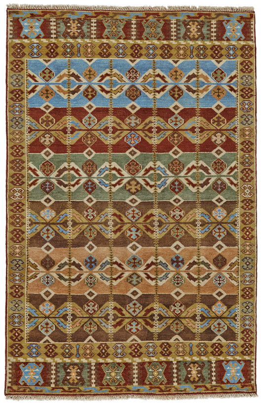Ashi Transitional/Global/Southwestern Southwestern/Diamond Brown/Tan/Blue - Feizy Rug