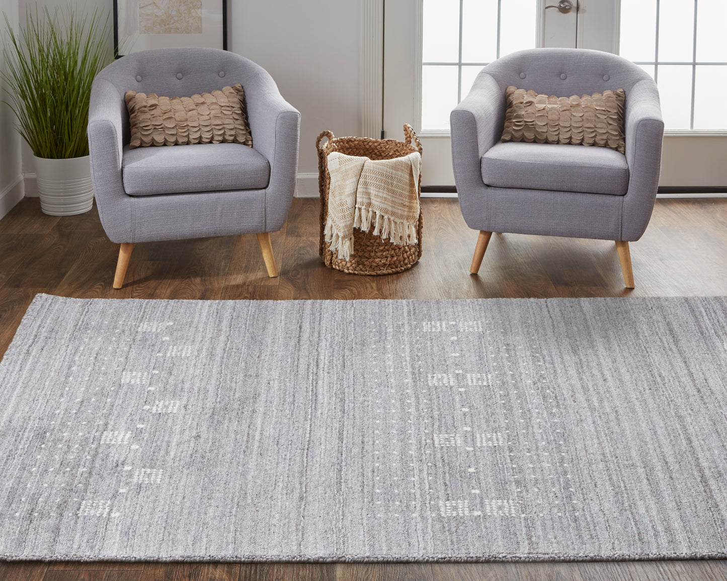 Legacy Transitional/Casual/Global Solid/Southwestern/Polka Dots Gray/Ivory - Feizy Rug