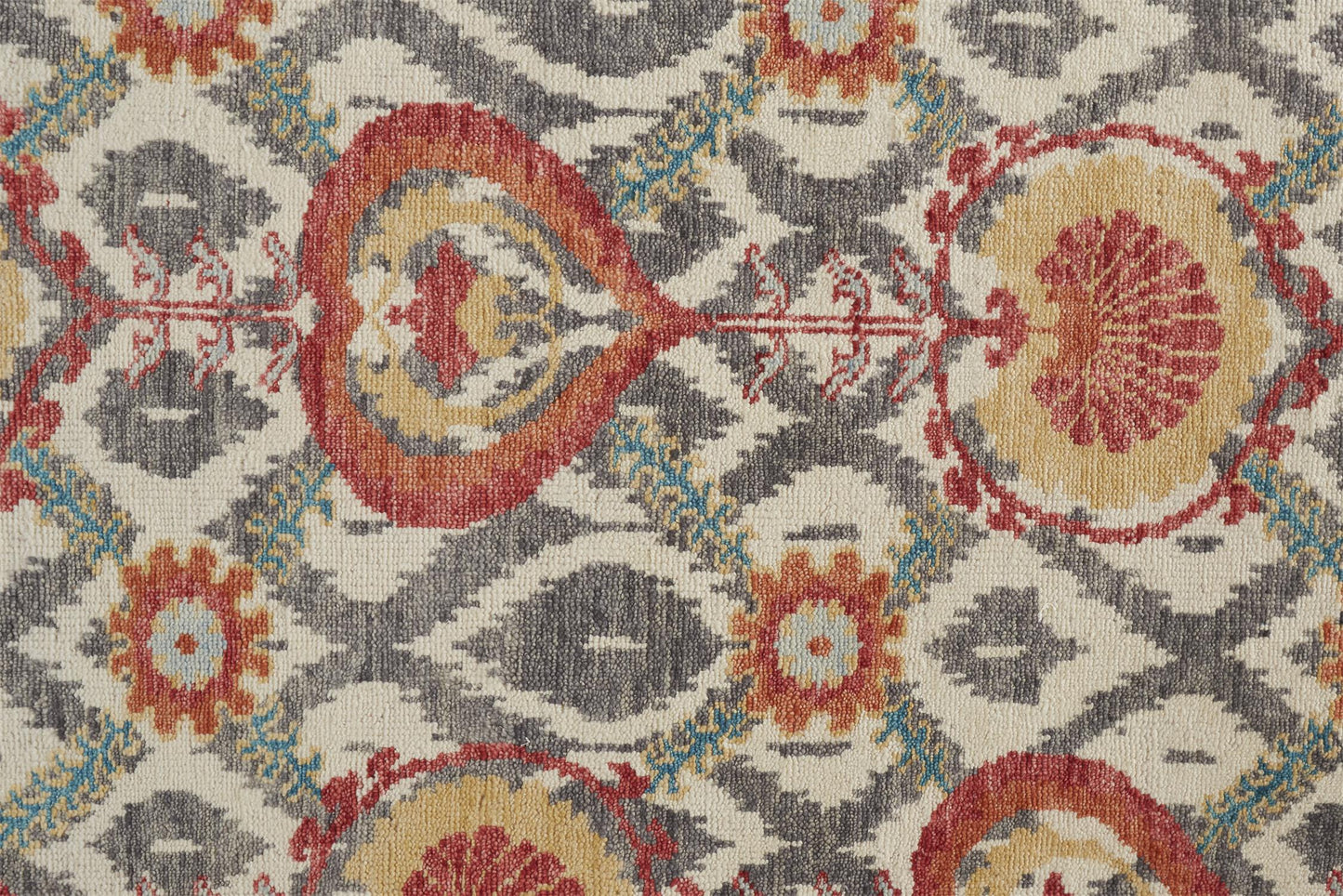 Beall Traditional/Bohemian & Eclectic Oriental/Ikat/Diamond Orange/Gray - Feizy Rug