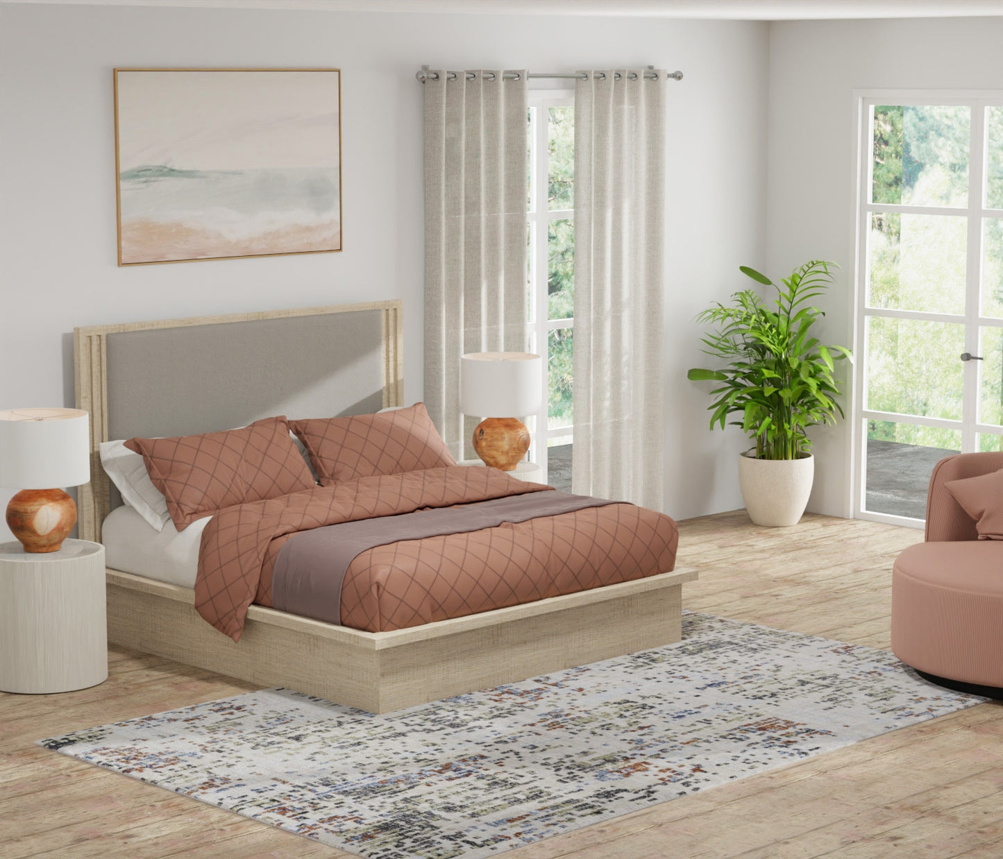 Sonora Modern/Casual/Mid-Century Modern Ivory/Green/Blue Area Rug